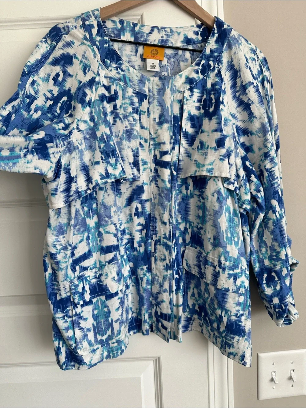 Ruby Rd. Blue & White Zip-Front Top - Picture 2 of 12